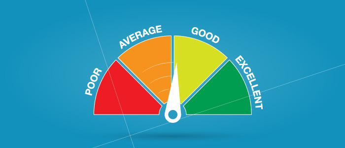 Illustration of a rating system going from poor to excellent.