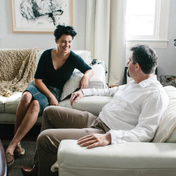 Couple sitting in a living room